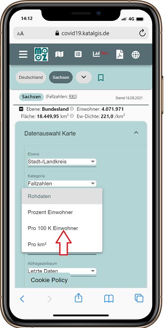 Coronavirus SARS-CoV-2 Karte Deutschland(7-Tage Inzidenz)